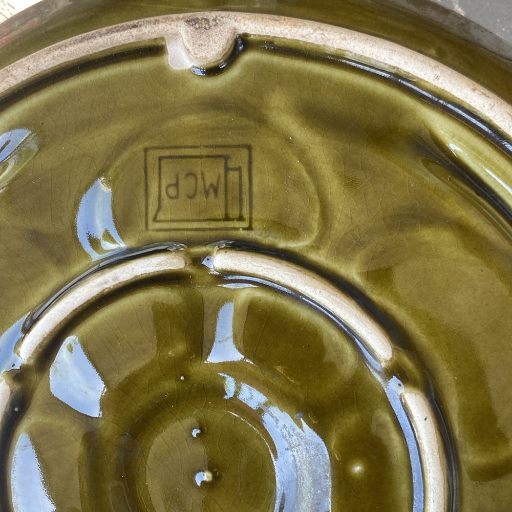Handcrafted Olive and Blue Ceramic McCoy ashtray - Picture 6 of 8